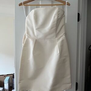 Alexia María Silk Faille Bow Back Mini Dress (white, size 6)